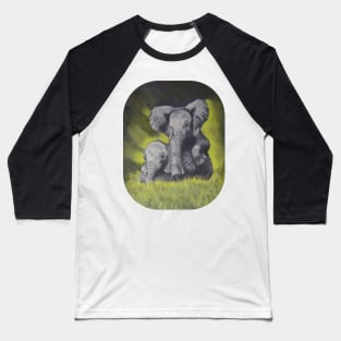 2 Baby Elelphants in the grass Baseball T-Shirt